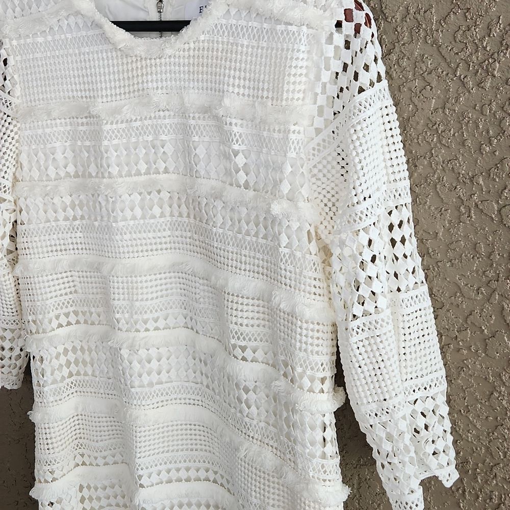 REVOLVE Elliatt Crochet Fringe Dress White - Picture 2 of 7
